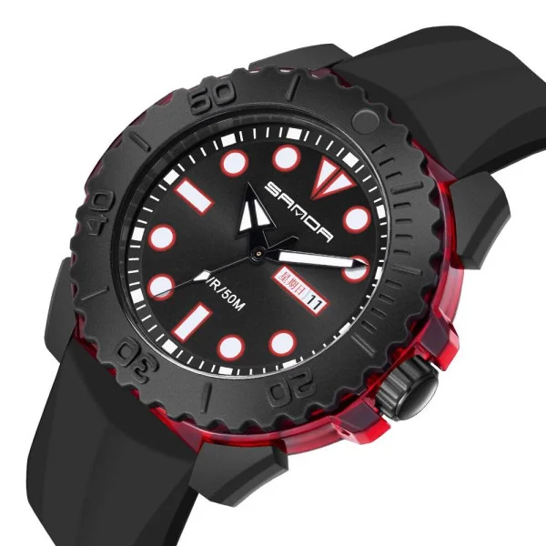 Чоловічий годинник Sanda 3118 Black-Red фото 1