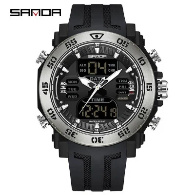 Мужские часы Sanda 6029 Black-Silver