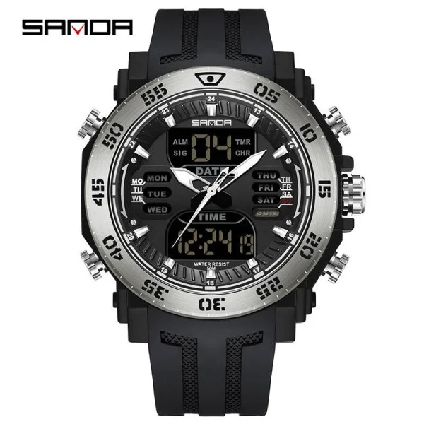 Чоловічий годинник Sanda 6029 Black-Silver фото 1