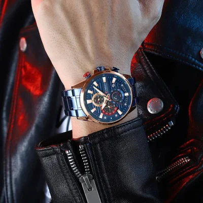 Чоловічий годинник Curren 8415 Blue-Gold