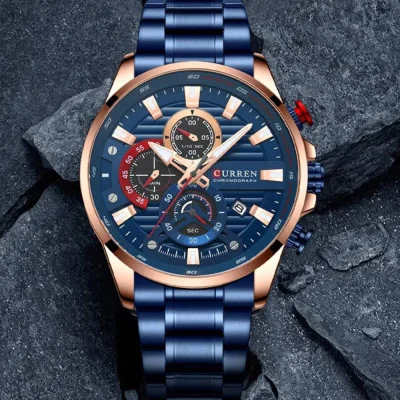 Чоловічий годинник Curren 8415 Blue-Gold