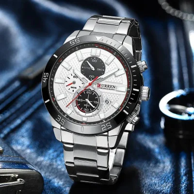 Мужские часы Curren 8417 Silver-Black
