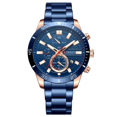 Чоловічий годинник Curren 8417 Blue-Gold