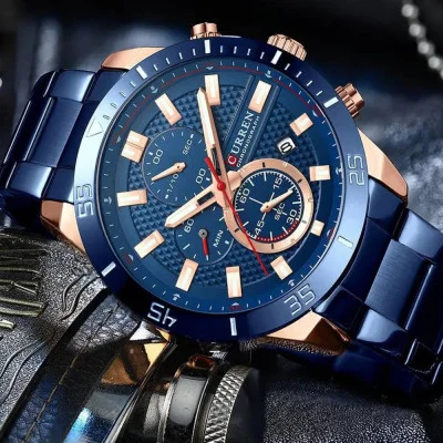 Чоловічий годинник Curren 8417 Blue-Gold