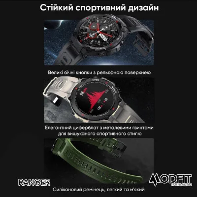 Смарт часы Modfit Ranger All Black 36 мм.