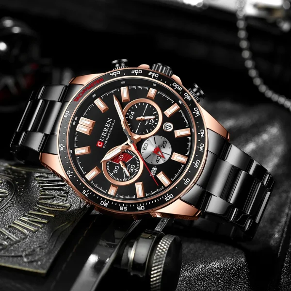 Чоловічий годинник Curren 8418 Black-Gold фото 3