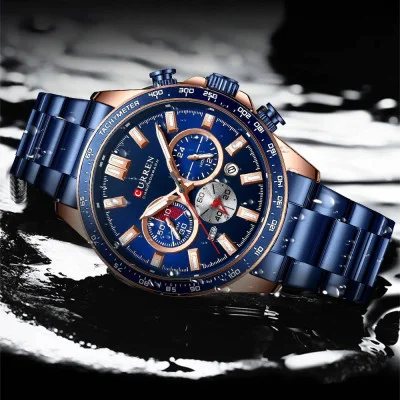 Чоловічий годинник Curren 8418 Blue-Gold