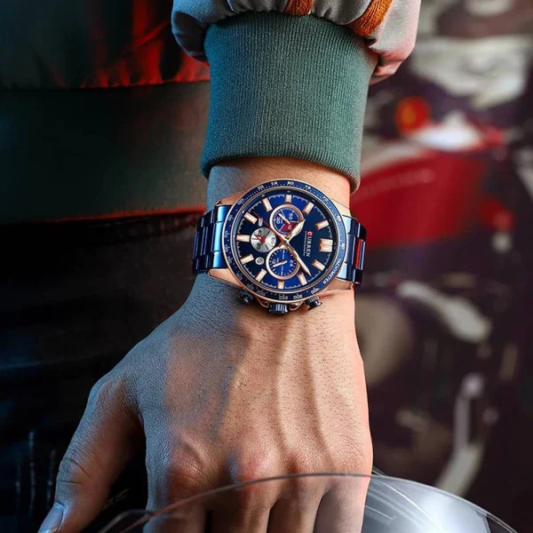Мужские часы Curren 8418 Blue-Gold фото 5