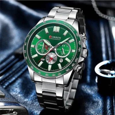 Чоловічий годинник Curren 8418 Silver-Green