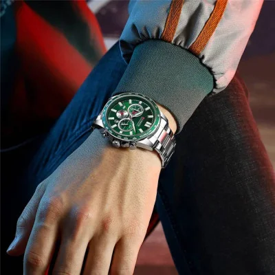 Чоловічий годинник Curren 8418 Silver-Green
