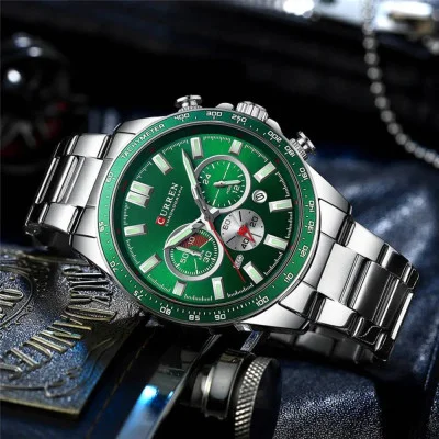 Чоловічий годинник Curren 8418 Silver-Green