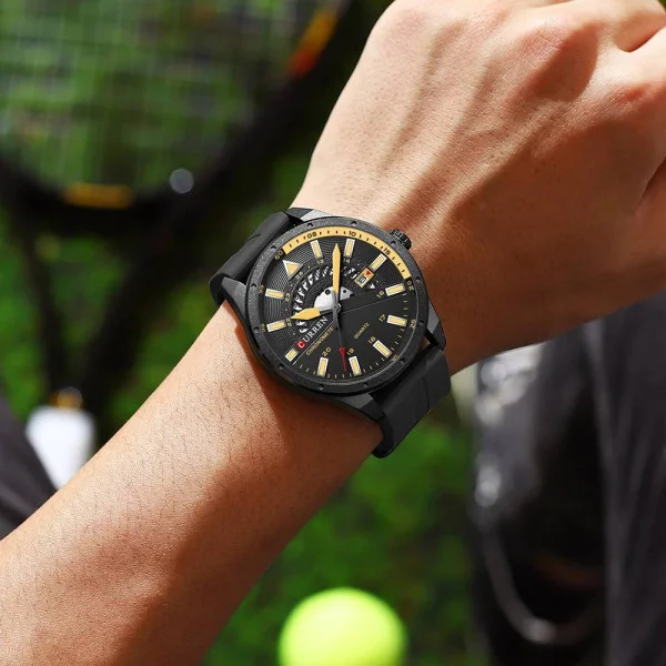 Чоловічий годинник Curren 8421 Black-Yellow фото 4