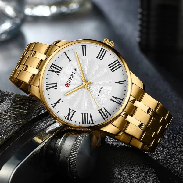 Чоловічий годинник Curren 8422 Gold-White фото 5