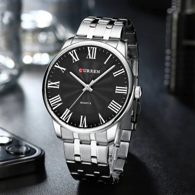 Мужские часы Curren 8422 Silver-Black