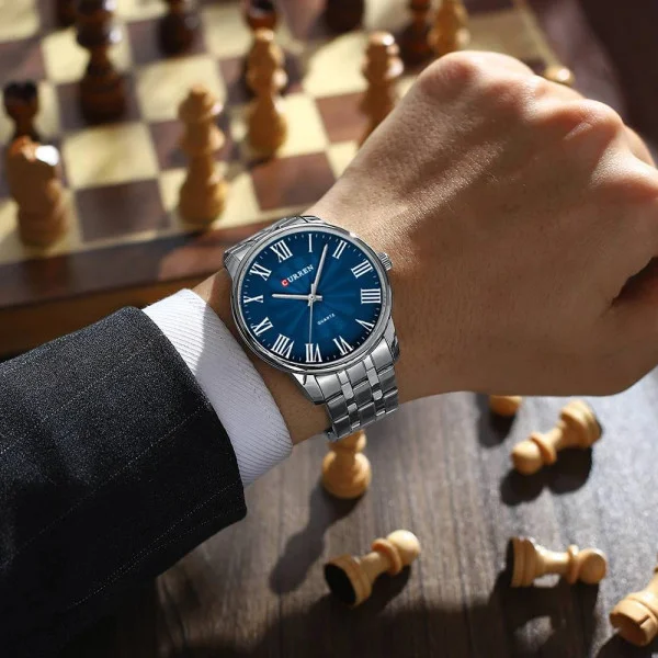 Чоловічий годинник Curren 8422 Silver-Blue фото 4