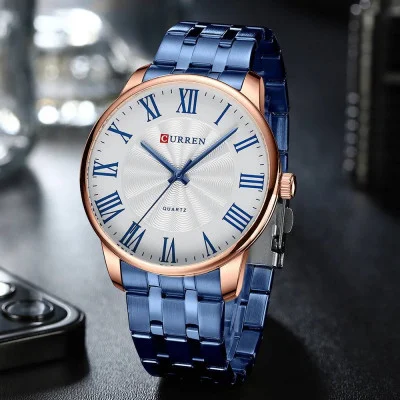 Чоловічий годинник Curren 8422 Blue-Gold-White