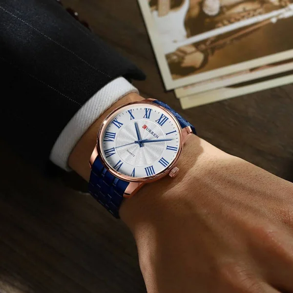 Мужские часы Curren 8422 Blue-Gold-White фото 4
