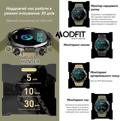 Смарт часы Modfit Hunter All Black 36 мм.