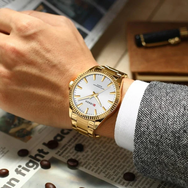 Чоловічий годинник Curren 8425 Gold-White фото 4