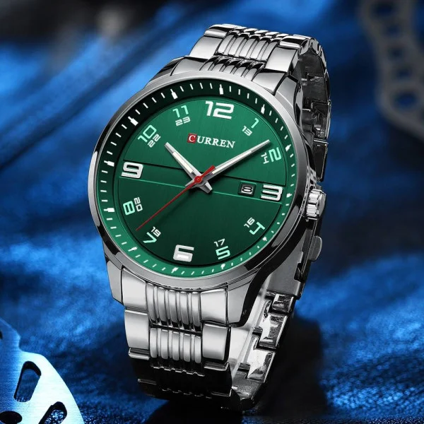 Чоловічий годинник Curren 8411 Silver-Green фото 3