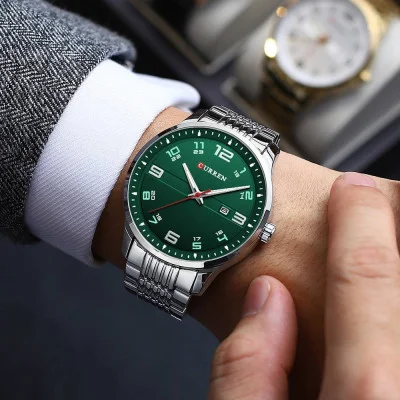 Чоловічий годинник Curren 8411 Silver-Green