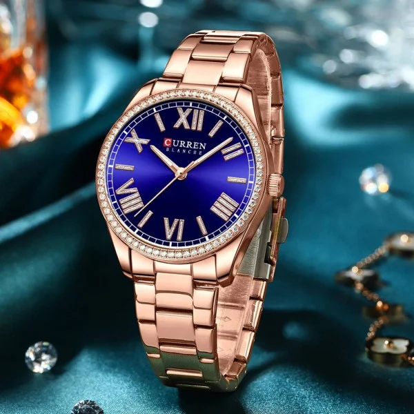 Женские часы Curren 9088 Rose Gold-Blue фото 3