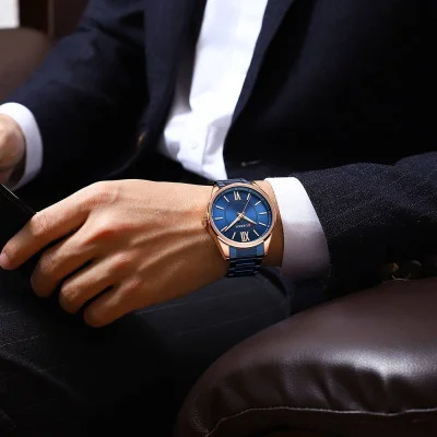 Чоловічий годинник Curren 8423 Blue-Gold