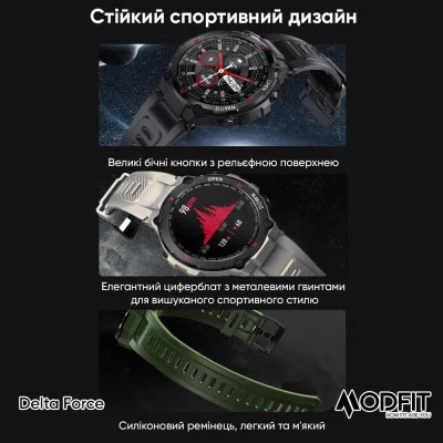 Смарт часы Modfit Delta Force Grey 36 мм.