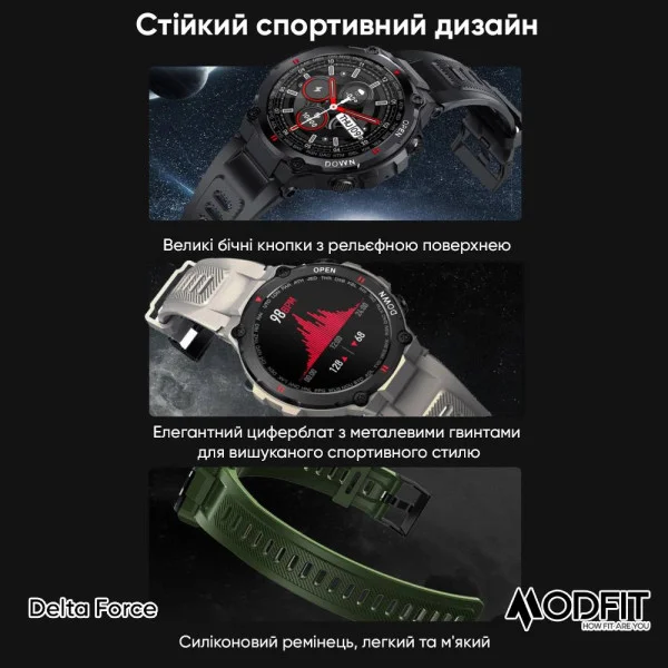 Розумний годинник Modfit Delta Force Grey 36 мм. фото 5