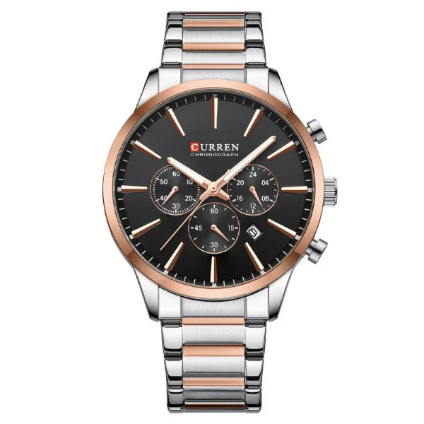 Чоловічий годинник Curren 8435 Silver-Rose Gold-Black фото 1