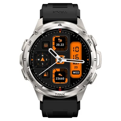 Тактические Умные Часы с Компасом Kospet TANK T3 ULTRA Silver + GPS, Спортивные Режимы, Водозащита, Звонки
