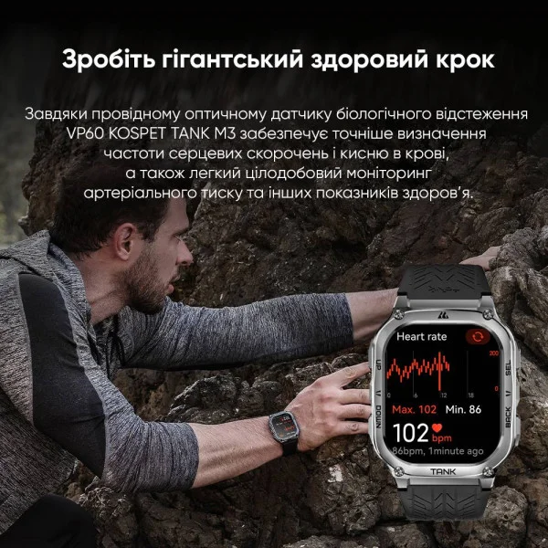 Спортивные Умные Часы Kospet TANK M3 Silver + Спортивные Режимы, Водозащита, Звонки фото 18