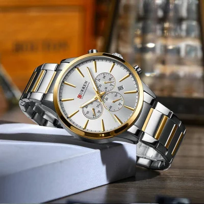 Чоловічий годинник Curren 8435 Silver-Gold-Silver