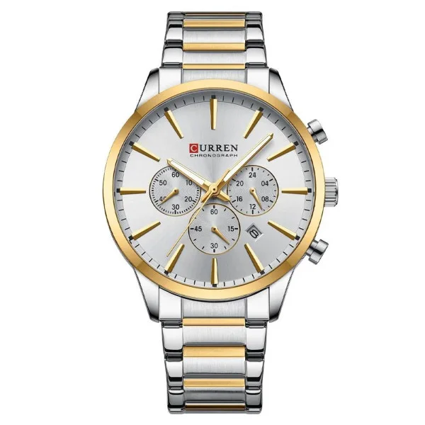 Чоловічий годинник Curren 8435 Silver-Gold-Silver фото 1