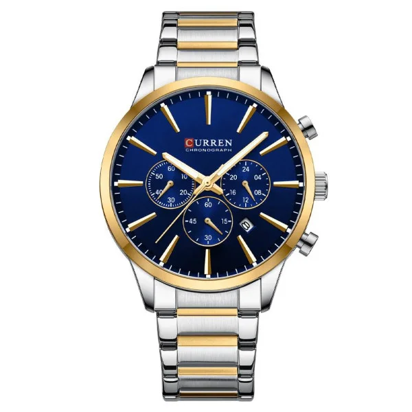 Чоловічий годинник Curren 8435 Silver-Gold-Blue фото 1