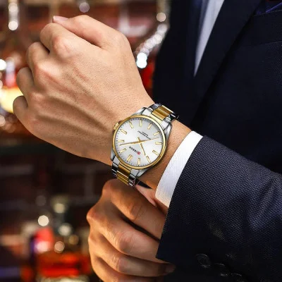 Мужские часы Curren 9090 Silver-Gold-Silver