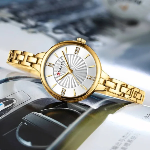 Жіночий годинник Curren 9097L Gold-White фото 3