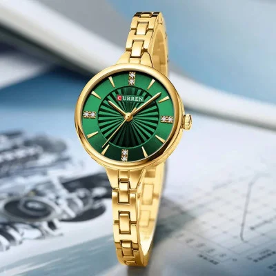 Женские часы Curren 9097L Gold-Green