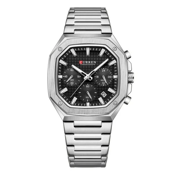 Мужские часы Curren 8459 Silver-Black фото 1