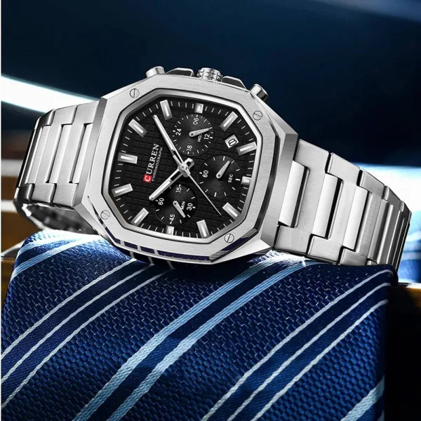 Мужские часы Curren 8459 Silver-Black фото 3