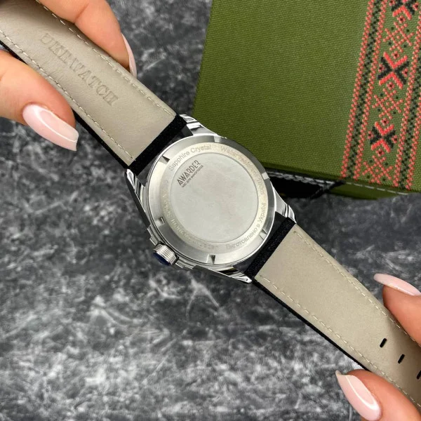 Патріотичний наручний годинник Awarder Embroidery Silver-Army Green Black Battery 10ATM фото 13