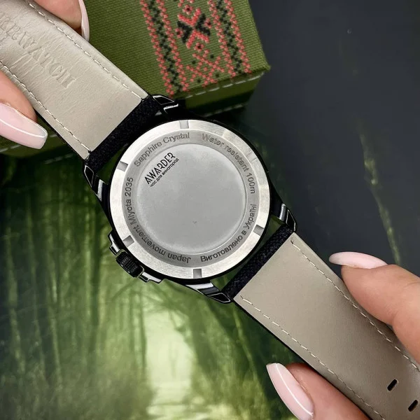 Патріотичний наручний годинник Awarder Embroidery Black-Green Black Battery 10ATM фото 12