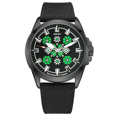 Патриотические наручные часы Awarder Embroidery Black-Green Black Battery 10ATM