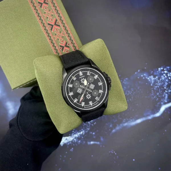 Патриотические наручные часы Awarder Embroidery Black-Army Green Black Battery 10ATM фото 5