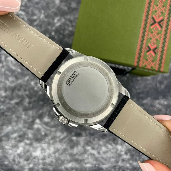 Патриотические наручные часы Awarder Embroidery Silver-Green Black Automatic 10ATM фото 8