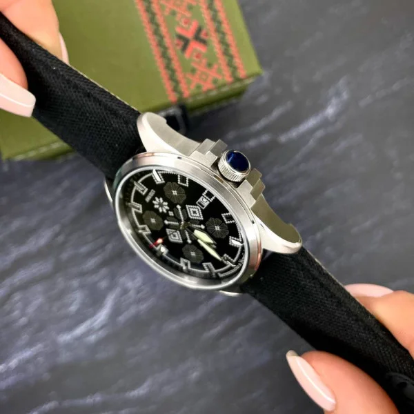 Патриотические наручные часы Awarder Embroidery Silver-Army Green Black Automatic 10ATM фото 8