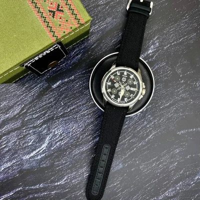 Патріотичний наручний годинник Awarder Embroidery Silver-Army Green Black Automatic 10ATM
