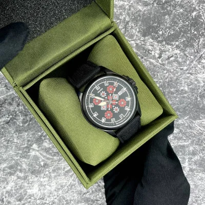 Патриотические наручные часы Awarder Embroidery Black-Red Black Automatic 10ATM