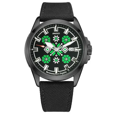 Патриотические наручные часы Awarder Embroidery Black-Green Black Automatic 10ATM