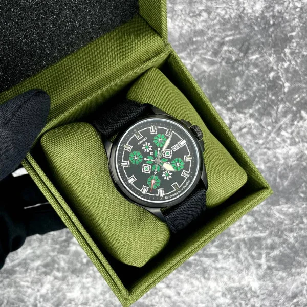 Патріотичний наручний годинник Awarder Embroidery Black-Green Black Automatic 10ATM фото 5